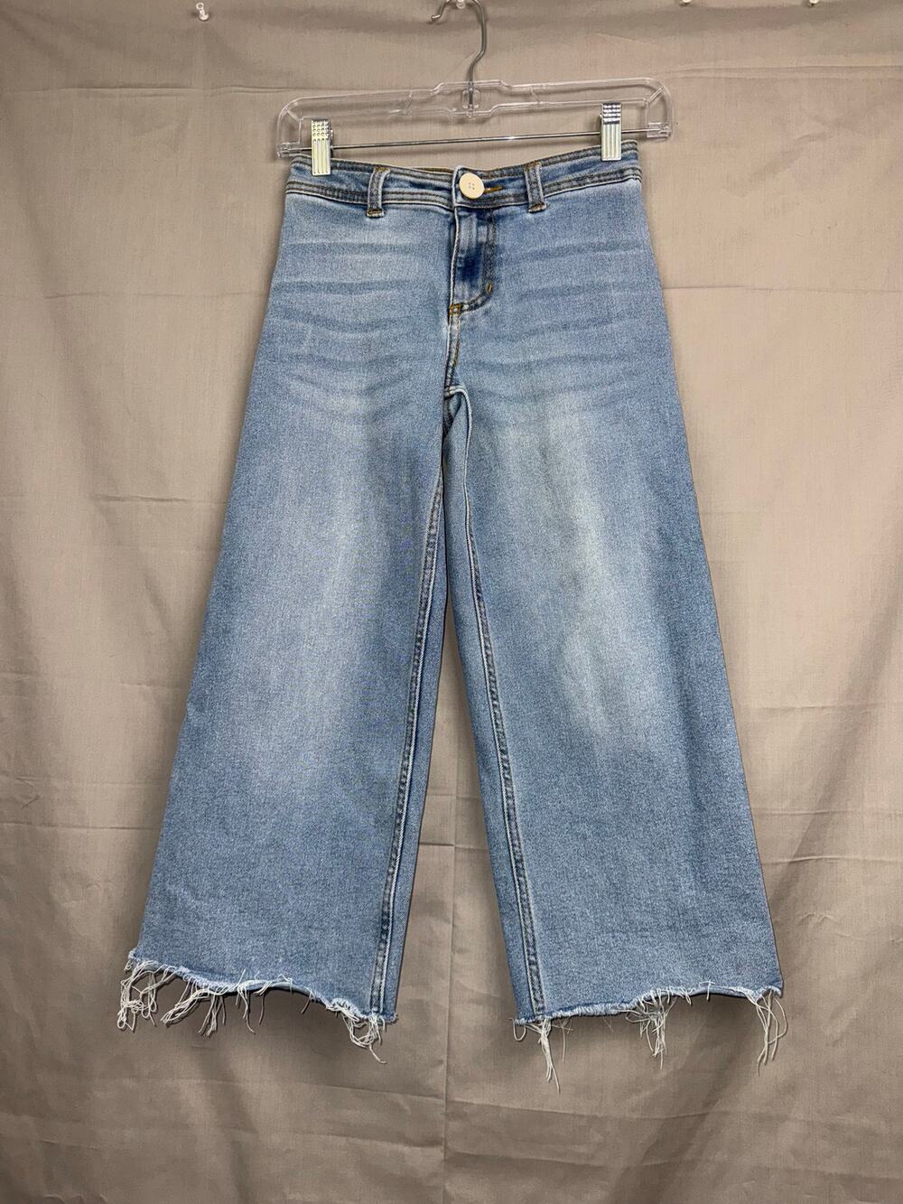Wonder Nation Girls Denim Wide Leg Frayed Hem Pants/Jeans, Size M (7/8)